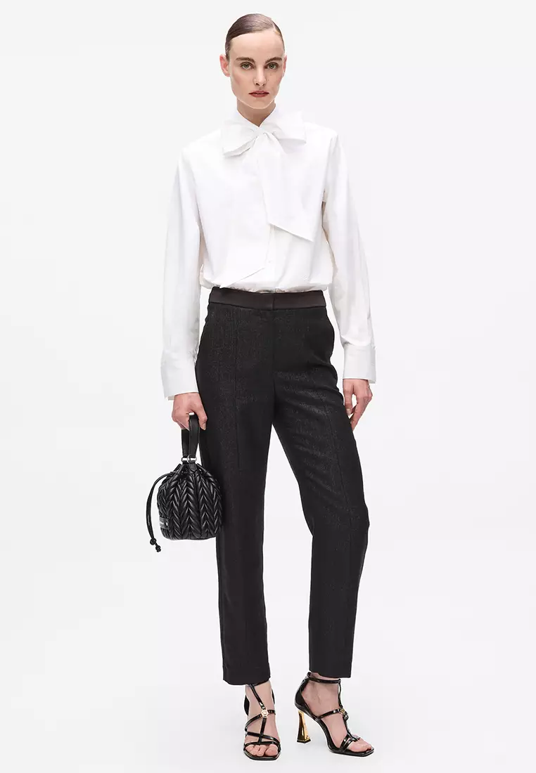 復古府綢蝴蝶結上衣