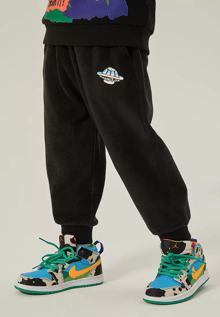 童装裤子双面摇粒绒镭射标加绒针织裤