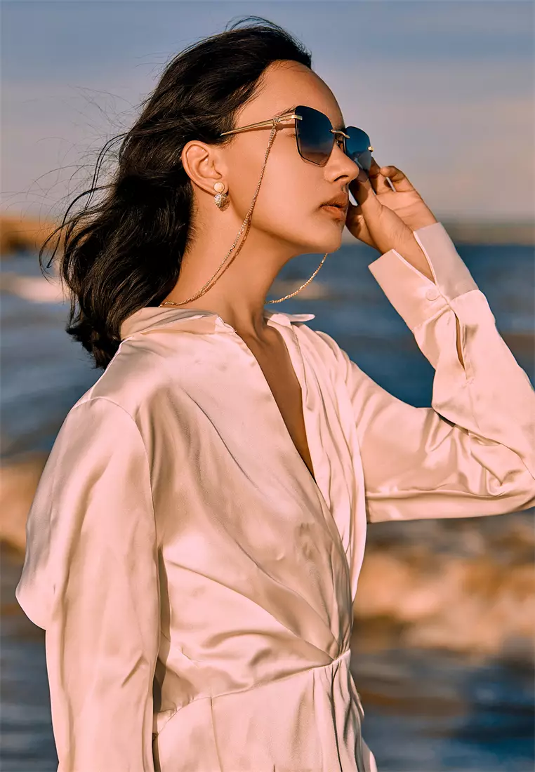 Passang Unisex Fashion Square Frame Sunglasses Frameless Glasses - Black