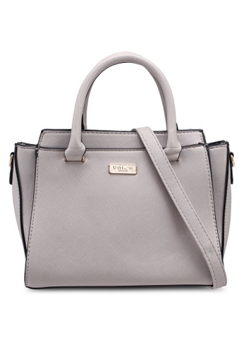 Unisa grey Saffiano Convertible Top Handle Bag 99FC5AC0907494GS_1