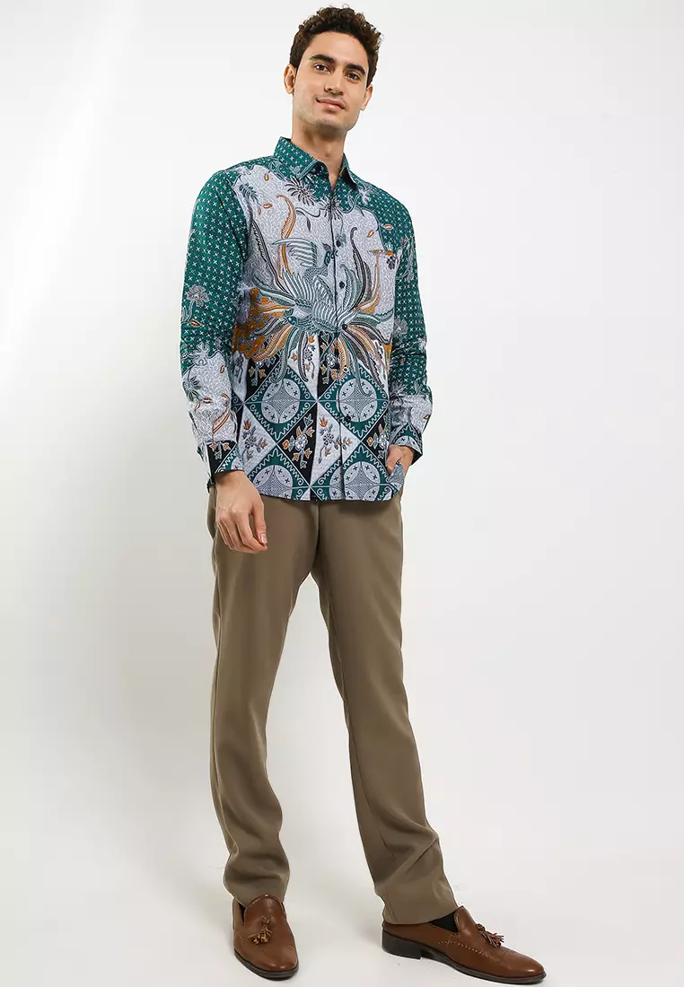 Laksha Kemeja Batik Exclusive Premium Pria Casual Modern Lengan Panjang