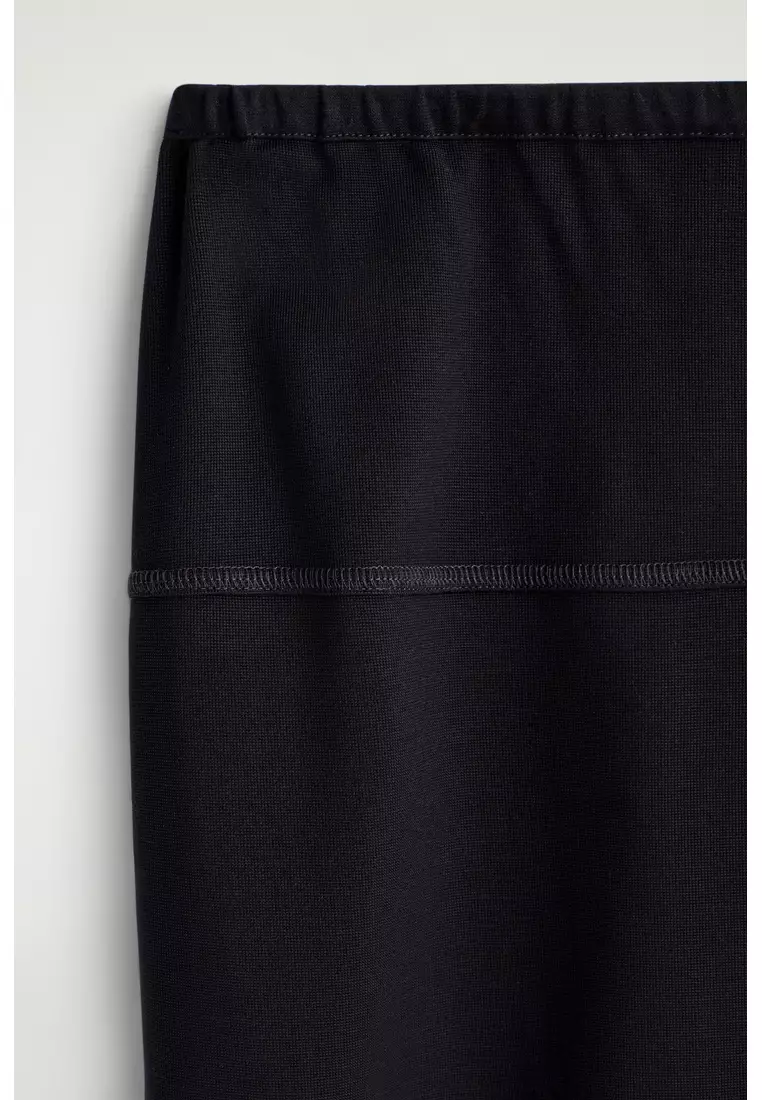 DRAWSTRING JERSEY STRAIGHT MIDI SKIRT