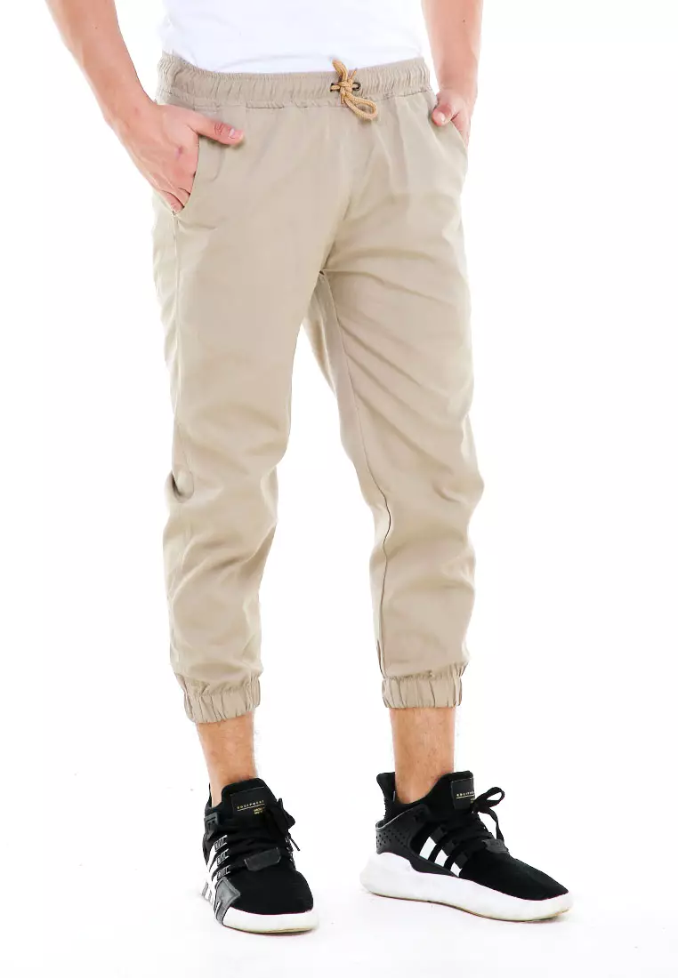 Locko Celana Panjang Sirwal Pria Simple Plain Casual Long Pants Material Baby Canvas ORIGINAL - Cream