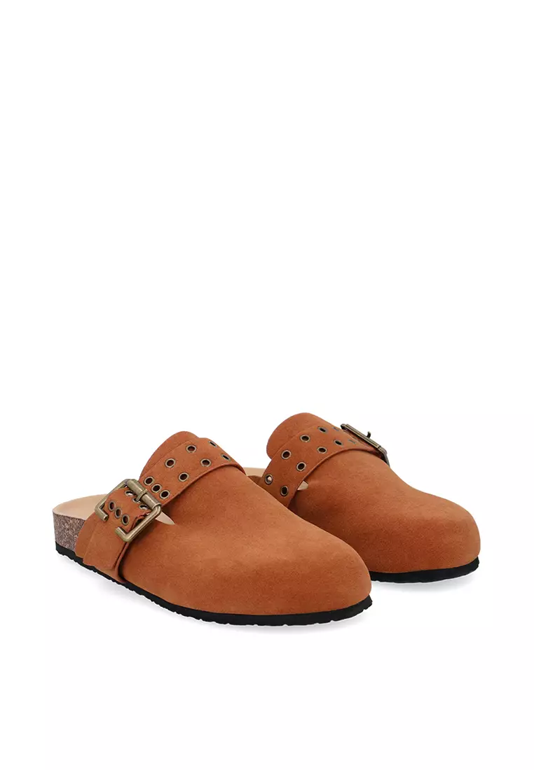 Camel Meadow Buckled Mules
