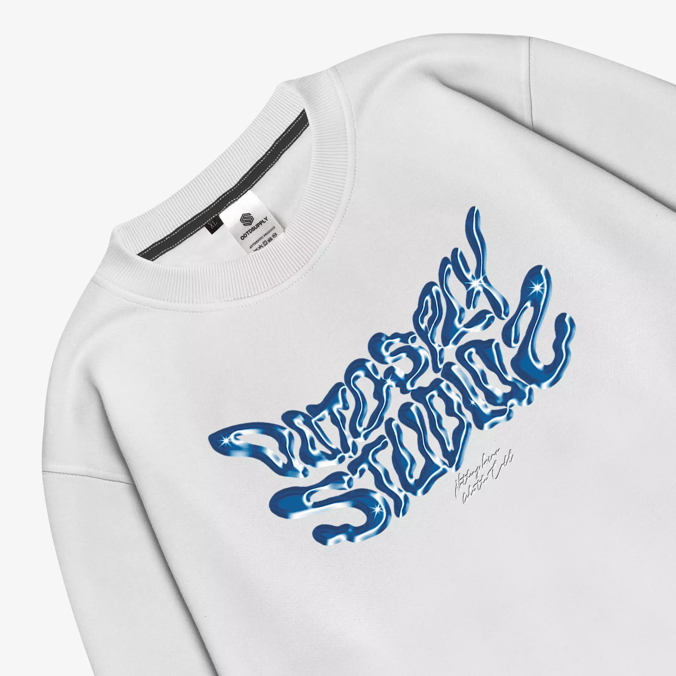 OOTDSUPPLY Crewneck Cold Black & White | Sweater Pria & Wanita CN108