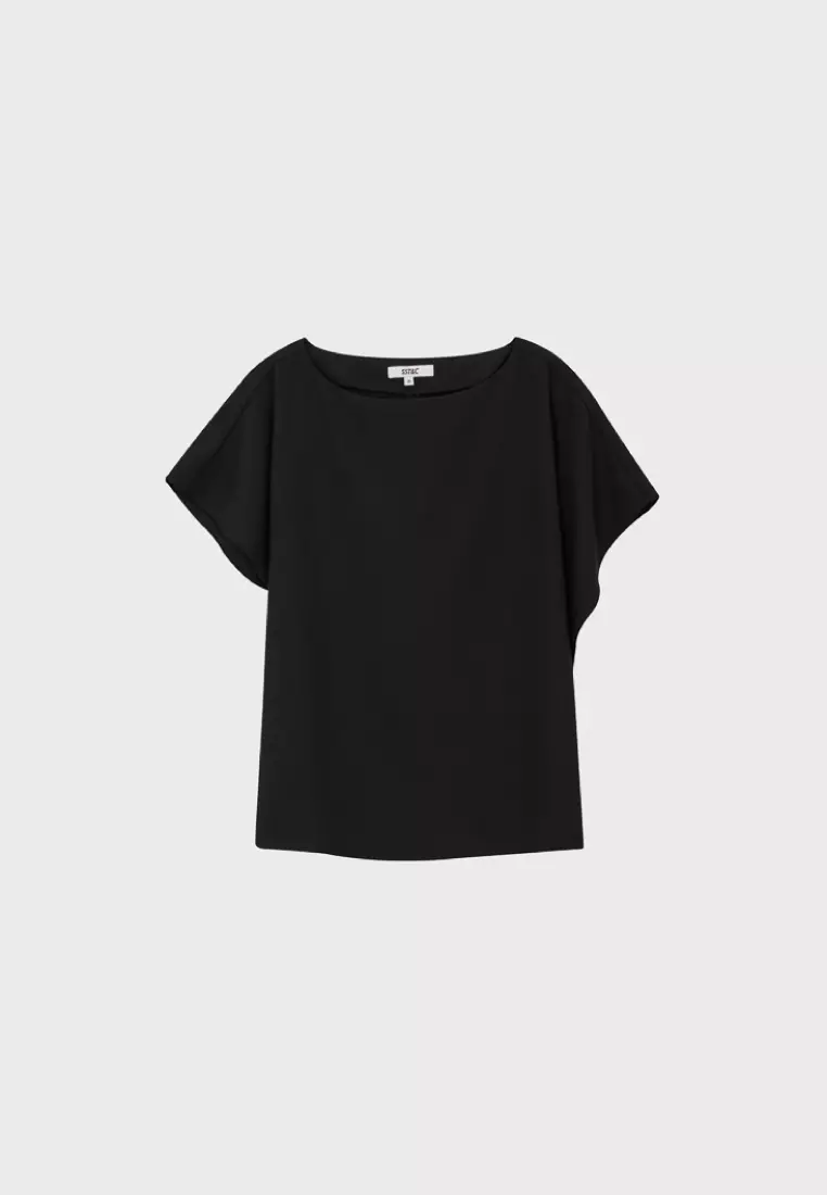 Black Asymmetrical Shoulder-to-Shoulder Top