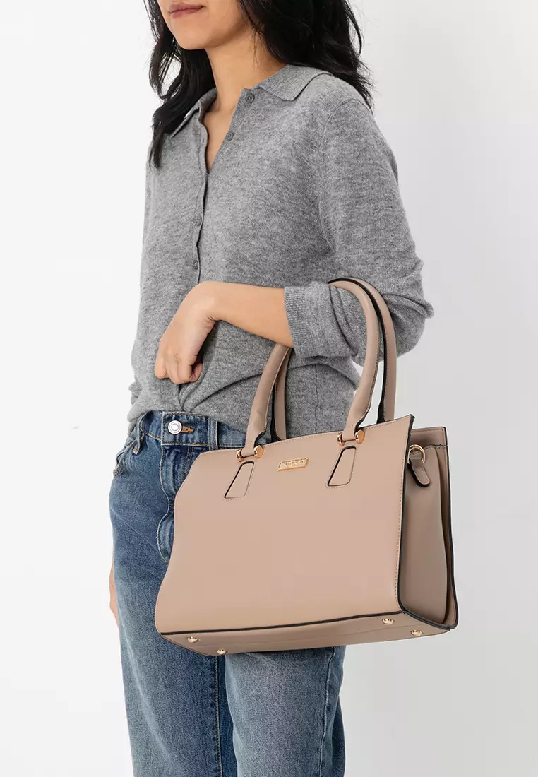 Faux Leather Convertible Tote Bag