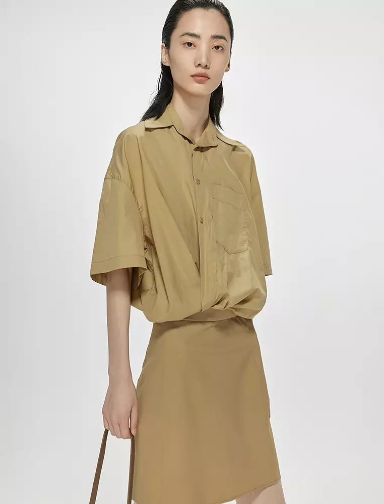 Poplin X-Line Oversized Elegant Short Sleeve Dress