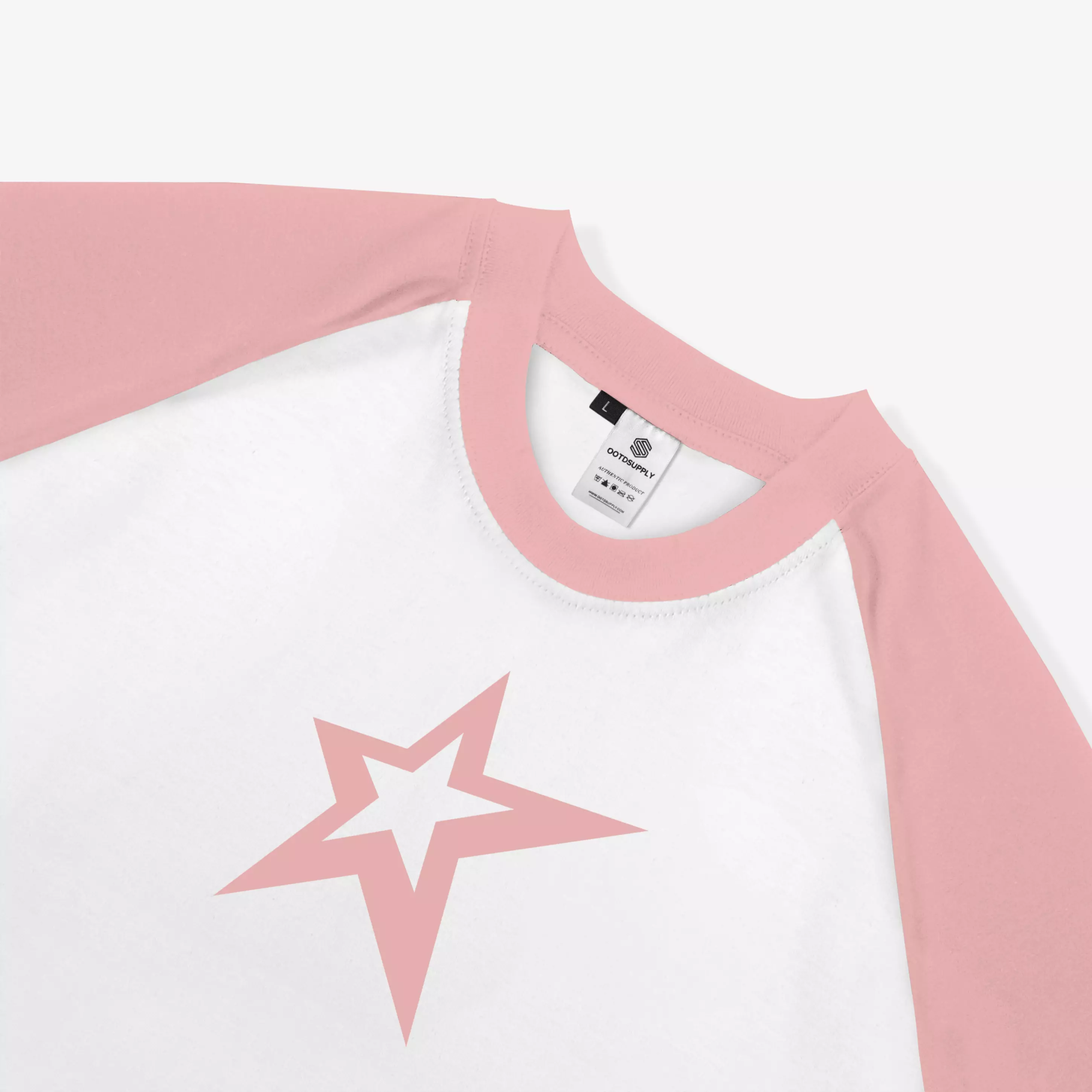 OOTDSUPPLY Croptee Fit Inspire Raglan Dusty Pink & Black | Croptee Slimfit Wanita CSF002