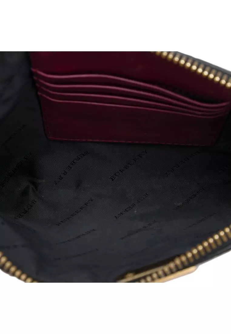 Pre-Loved Burberry Grain Check Embossed Leather Peyton Crossbody