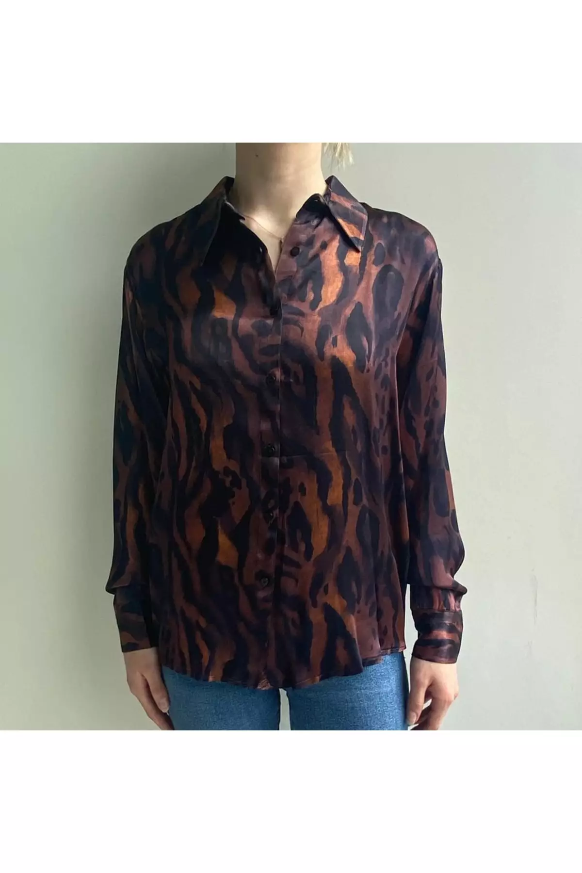 Buy KOTON Leopard Patterned Satin Shirt Online ZALORA Malaysia