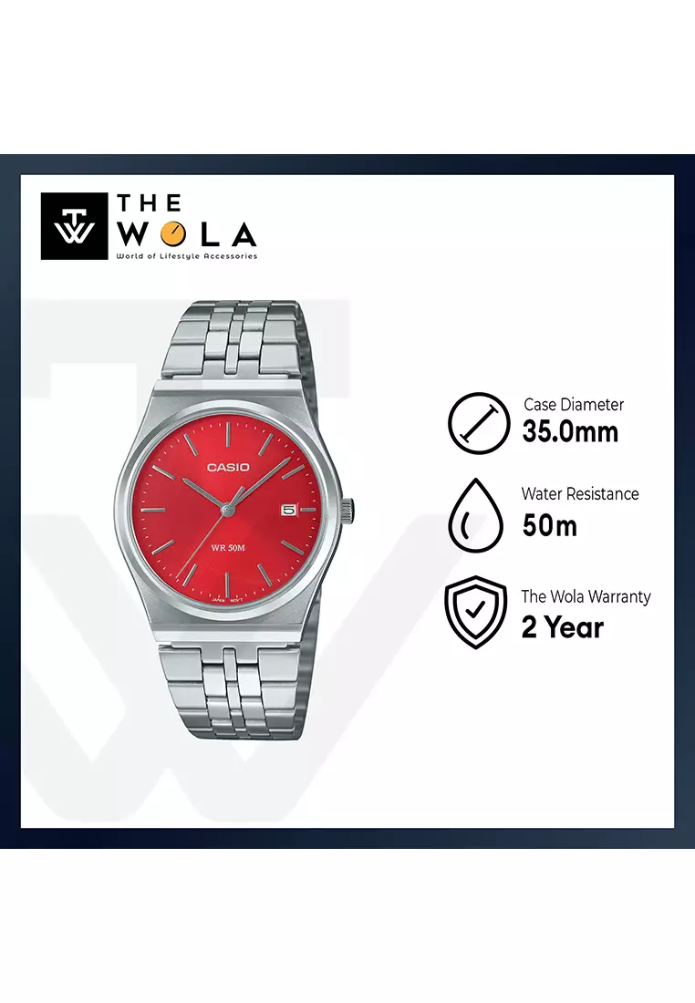 Men Analog Watch MTP-B145D-4A2V Silver Stainless Steel Strap