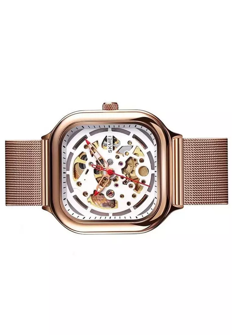 Jam Tangan Casual Mechanical Pria Automatic Movement Strap Tali Material Stainless Steel NX89 ORIGINAL