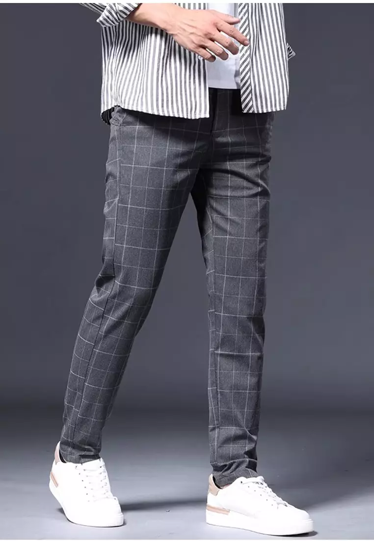 Checked Slim Fit Suit Pants