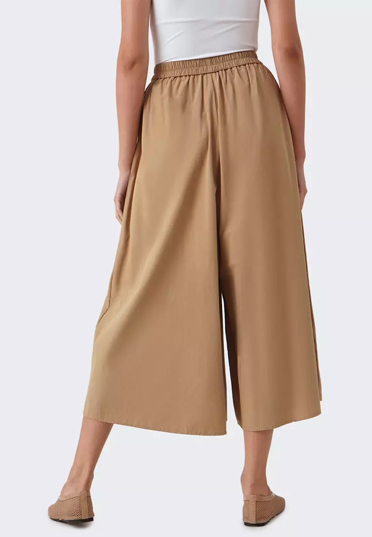 Women's Faux Wrap Elastic Wide Culottes