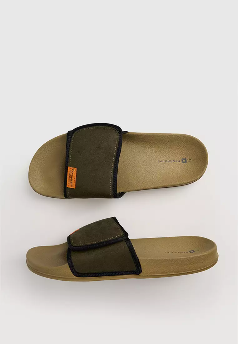 Men's Velcro Slides with Contrast Outsole