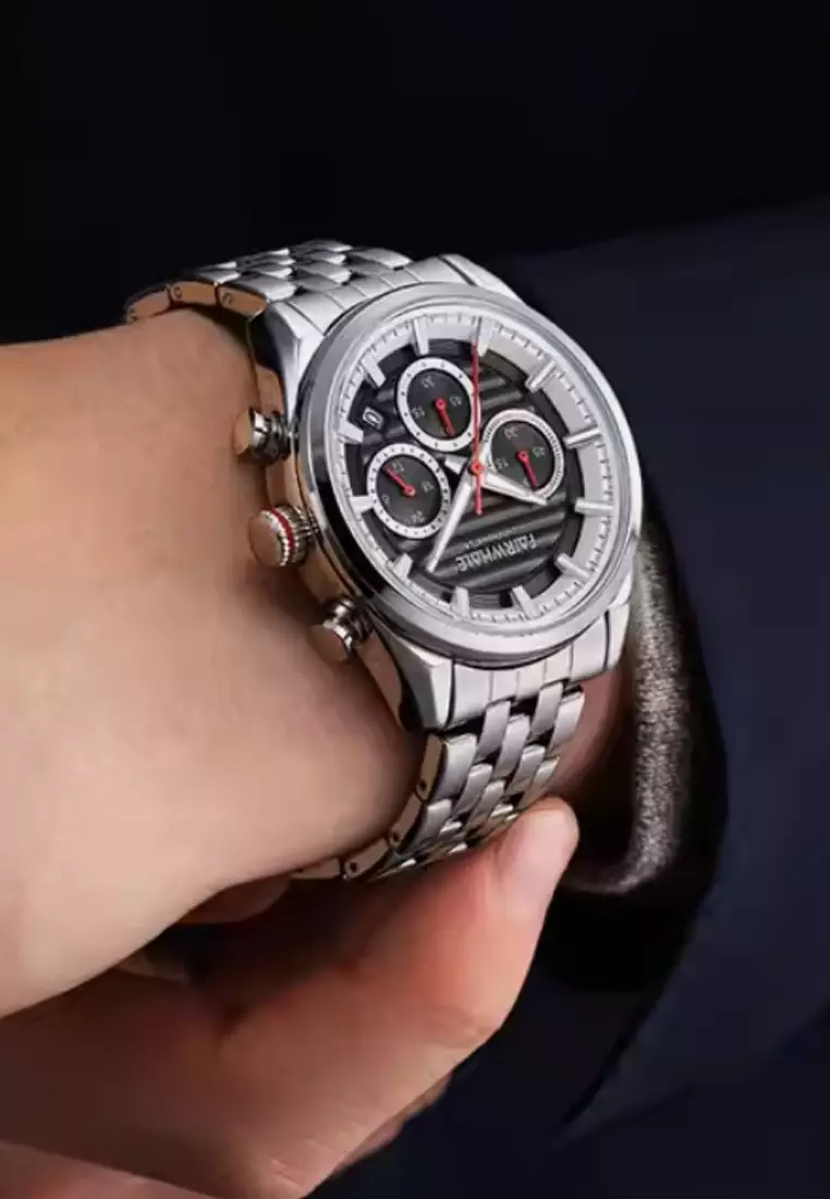 Unisex Chronograph Quartz Watch, 42mm, Metal Bracelet