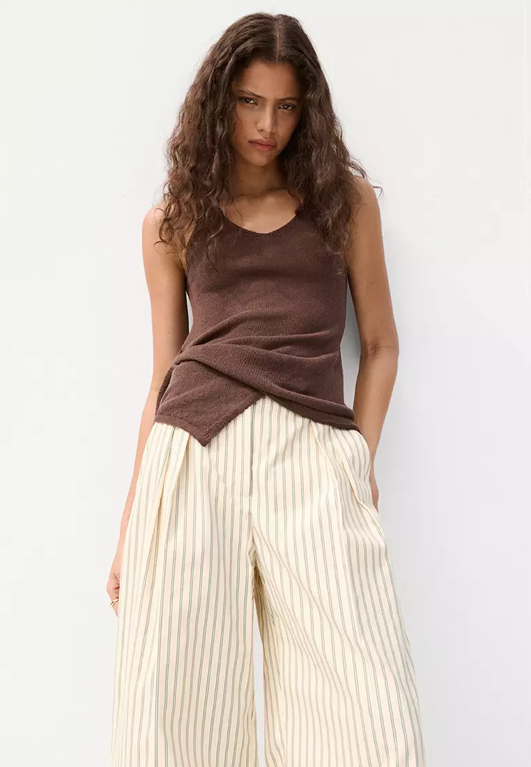Chalk-Stripe Straight Trousers