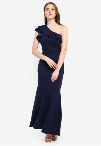 Buy Boohoo Petite One Shoulder Ruffle Maxi Dress Online Zalora Malaysia