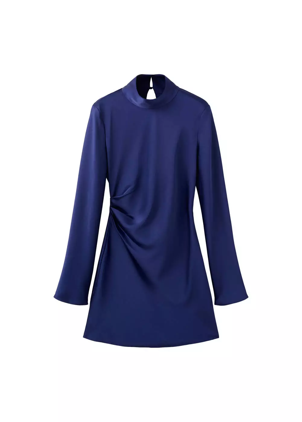 Gaun satin dengan detail kerut