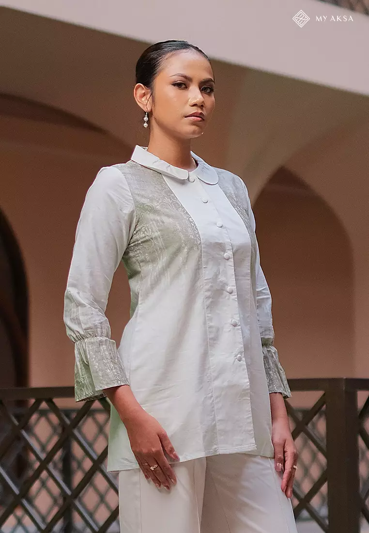 My Aksa Tunik Batik Wanita Lengan Panjang Al Barra Olive