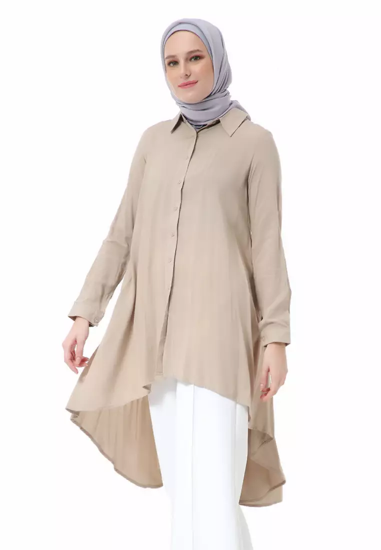 Adilla Tunik Long Sleeve Polos Regular Fit High Premium Quality - Khaki