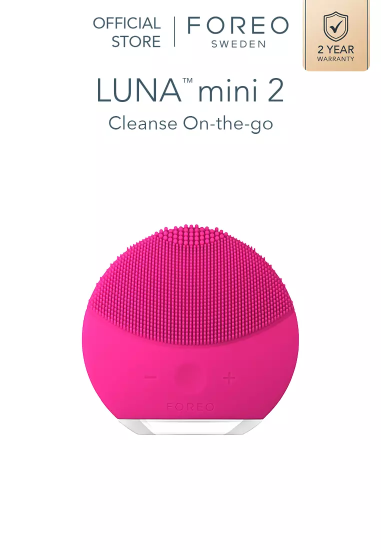 FOREO LUNA mini 2 Deep Facial Cleansing Brush for All Skin Types, Ultra-hygienic silicone [Rechargeable 300 uses/charge, 2-Year Warranty] - Fuchsia