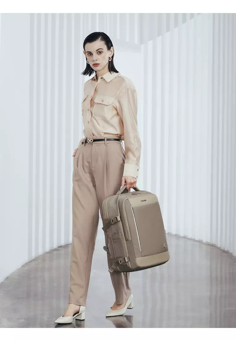 Waterproof Expandable 3 Zipper Suitcase with USB Port Large Backpack for Women