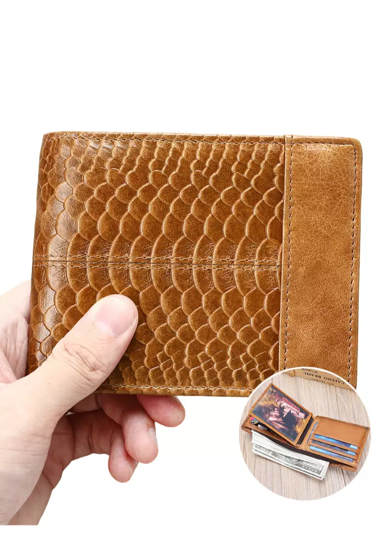 压花真皮男士钱包短款男士钱夹头层牛皮男钱包