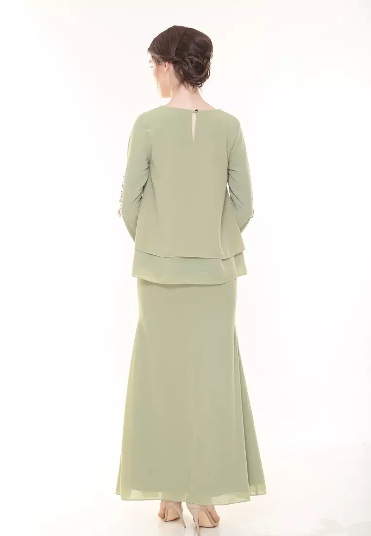 Gloria Kurung Kedah Modern in Apple Green