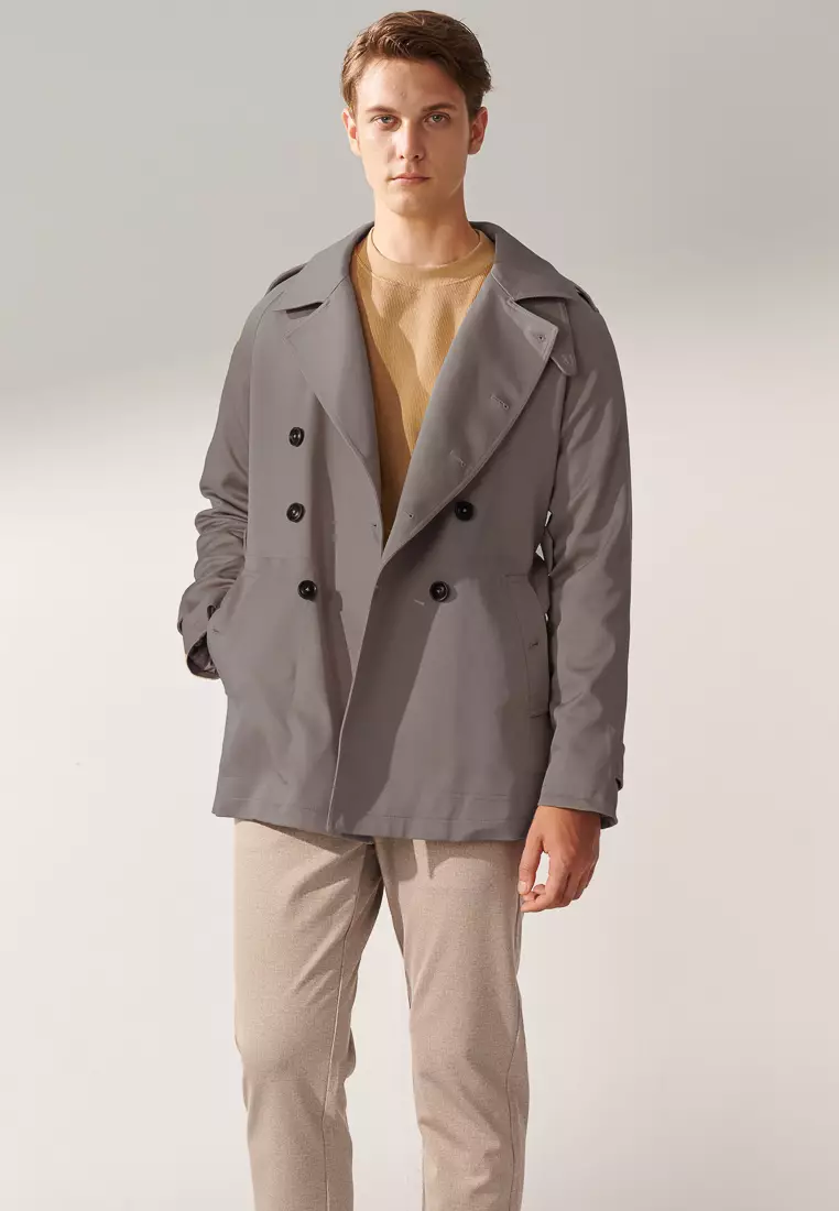 Grey Motocycle Trench Coat