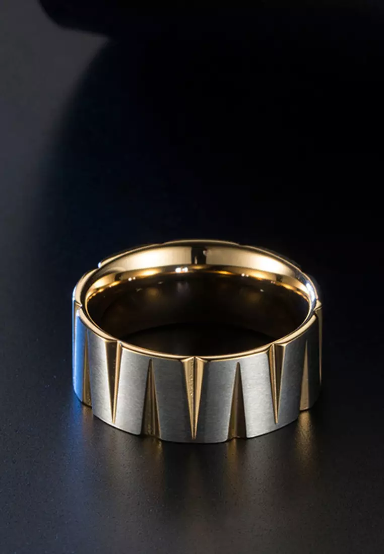 Color Matching Cone Design Brushed Finish Titanium Steel Ring JW QF-JZ216
