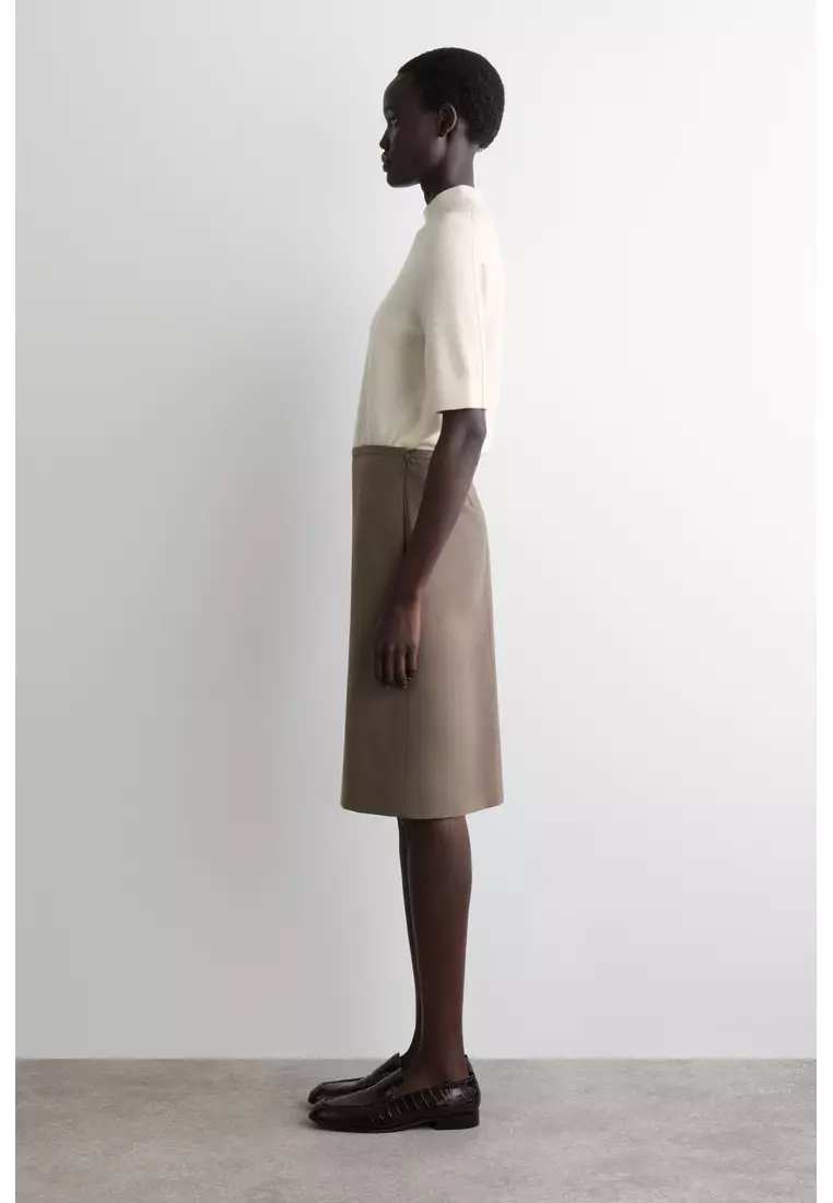 MERINO WOOL-BLEND PENCIL SKIRT