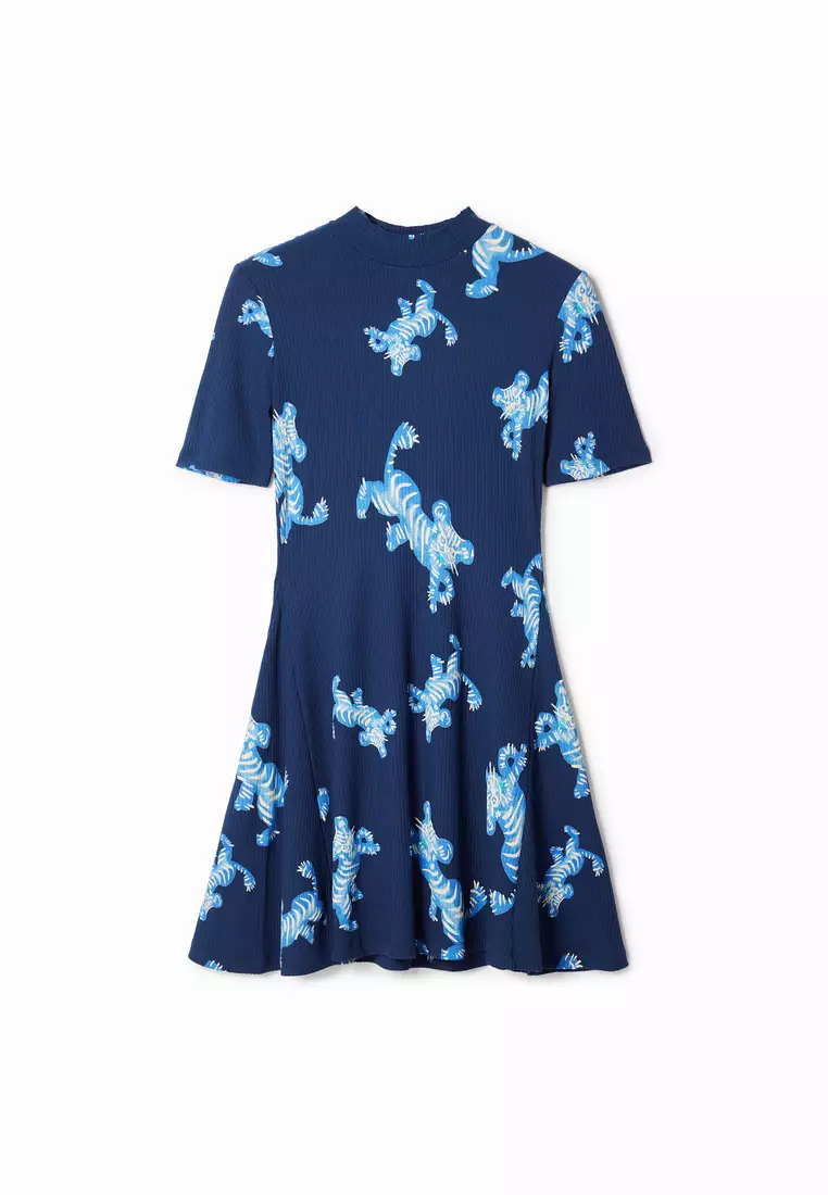 デシグアル M.CHRISTIAN LACROIX タイガーショートワンピースS M. Christian Lacroix ギャザー ショートワンピース