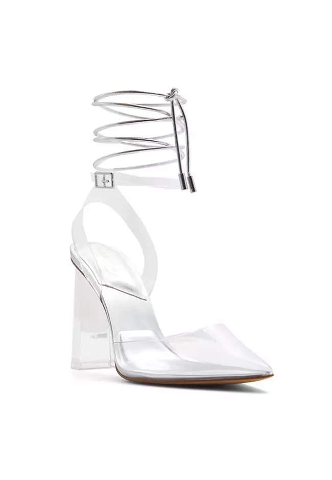 White and hot sale perspex heels