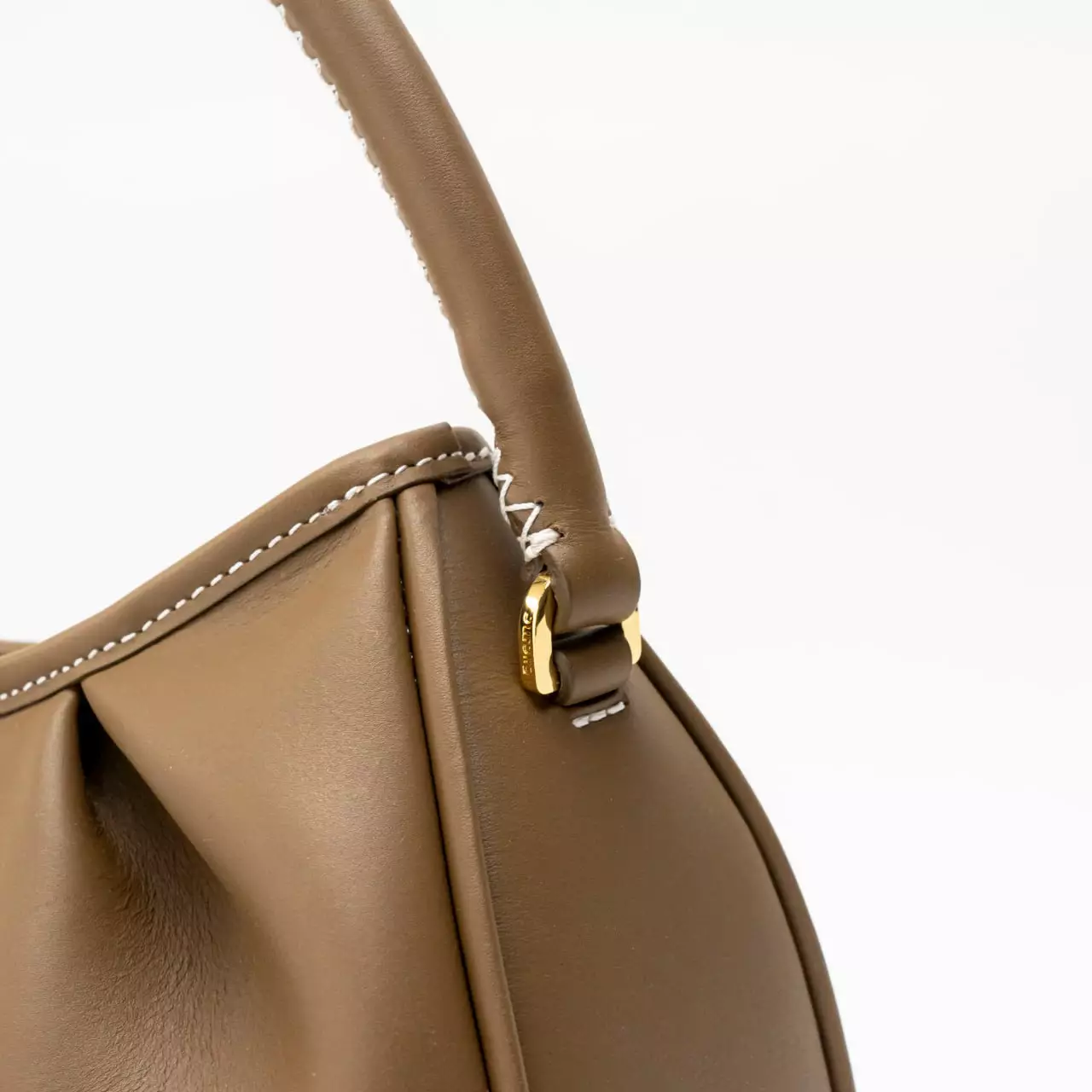 Dimple White Stitches Leather Small Handbag Rock