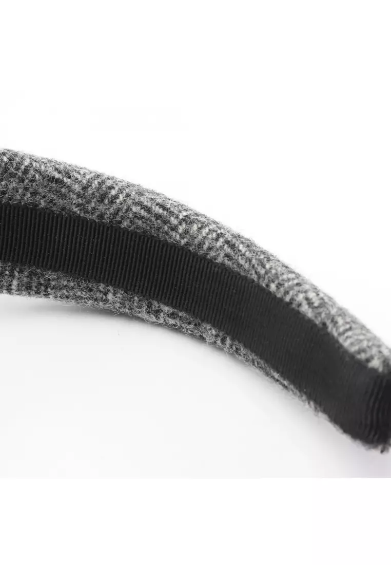 Pre-Loved MIU MIU tweed logo headband fabric gray
