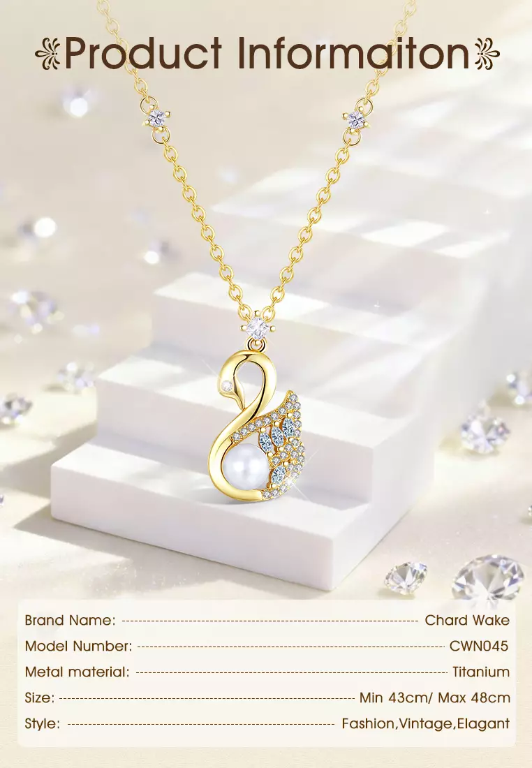 Kalung Wanita Korea Fashion Swan Pendant Clavicle Style Titanium Anti Pudar Original Kotak Indah Kalung Cewek