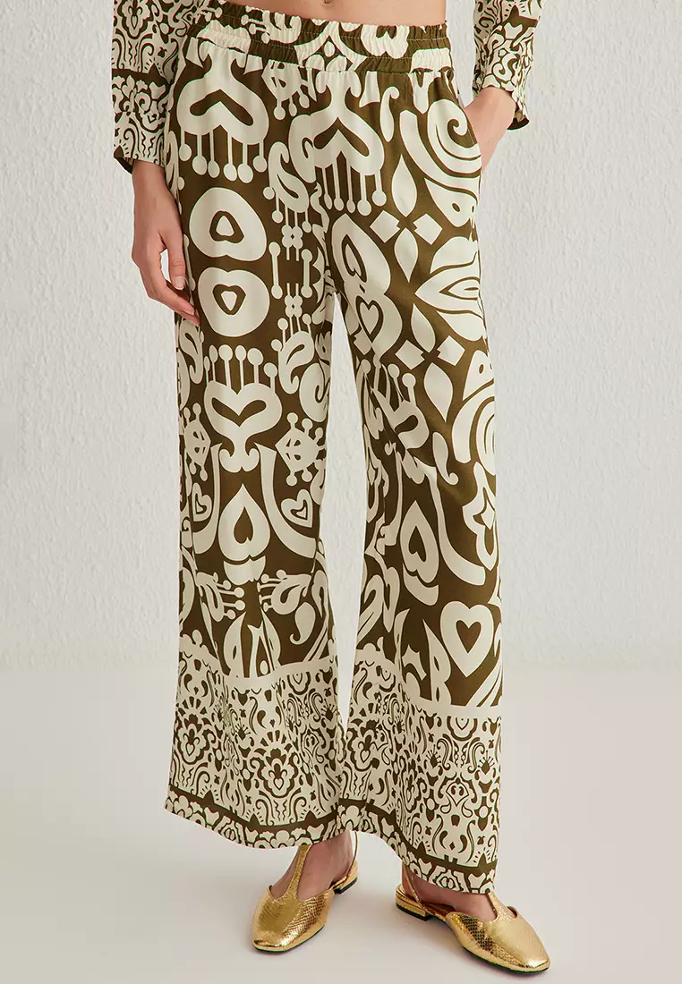 Viscose Collared Shirt & Wide Leg Pants Set