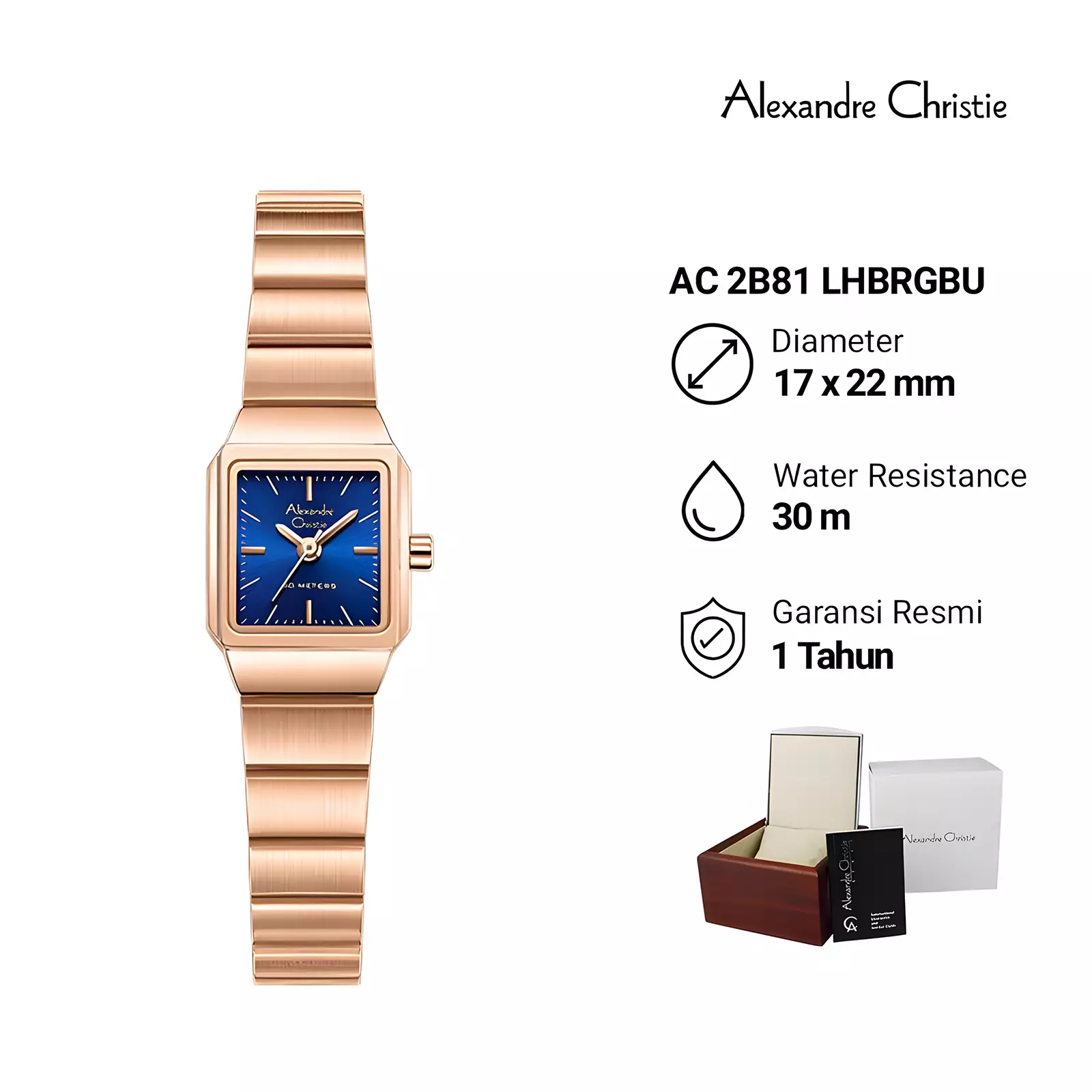 Jam Tangan Analog Wanita - Rose Gold Blue - Stainless Steel - 2B81 LHBRGBU
