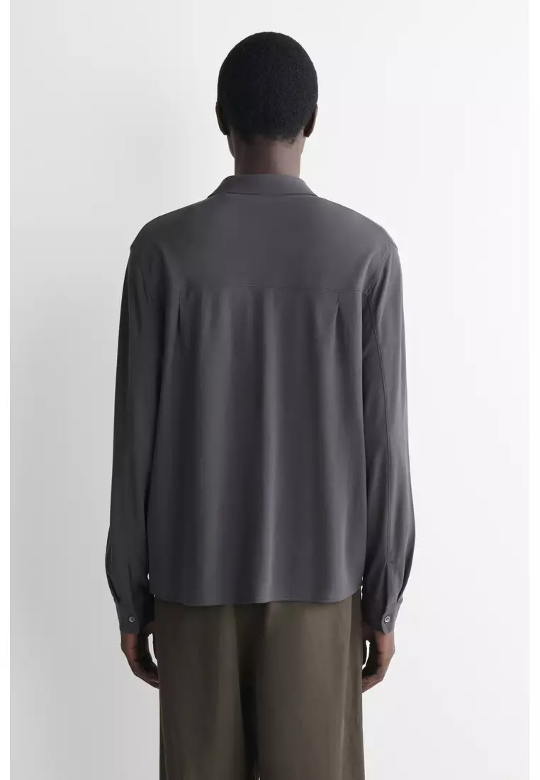 DRAPED COTTON-JERSEY SHIRT