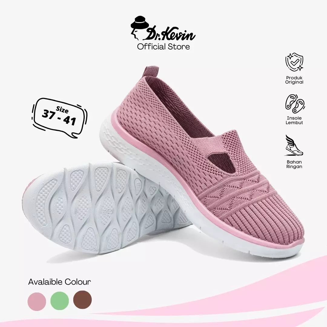 Dr. Kevin Sepatu Olahraga Sport Wanita Sneakers Rajut Slip On 559-003