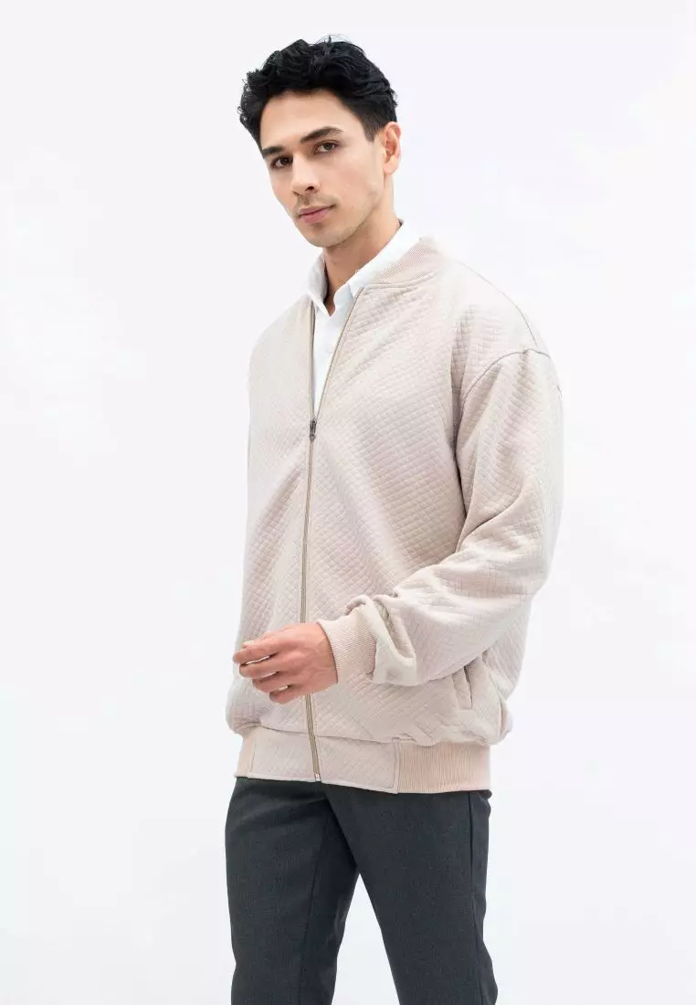 Houseofcuff Jaket Katun Outer Bomber Smart Casual Krem