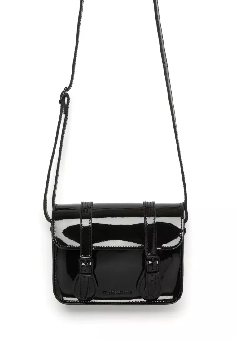 Dr. Martens, 7 inch Patent Leather Crossbody Camera Bag in Black