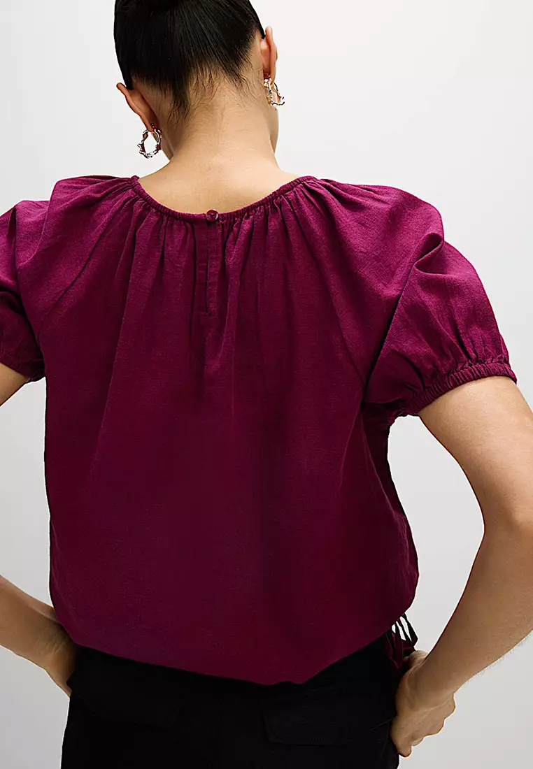 Linen Rich Drawstring T-Shirt