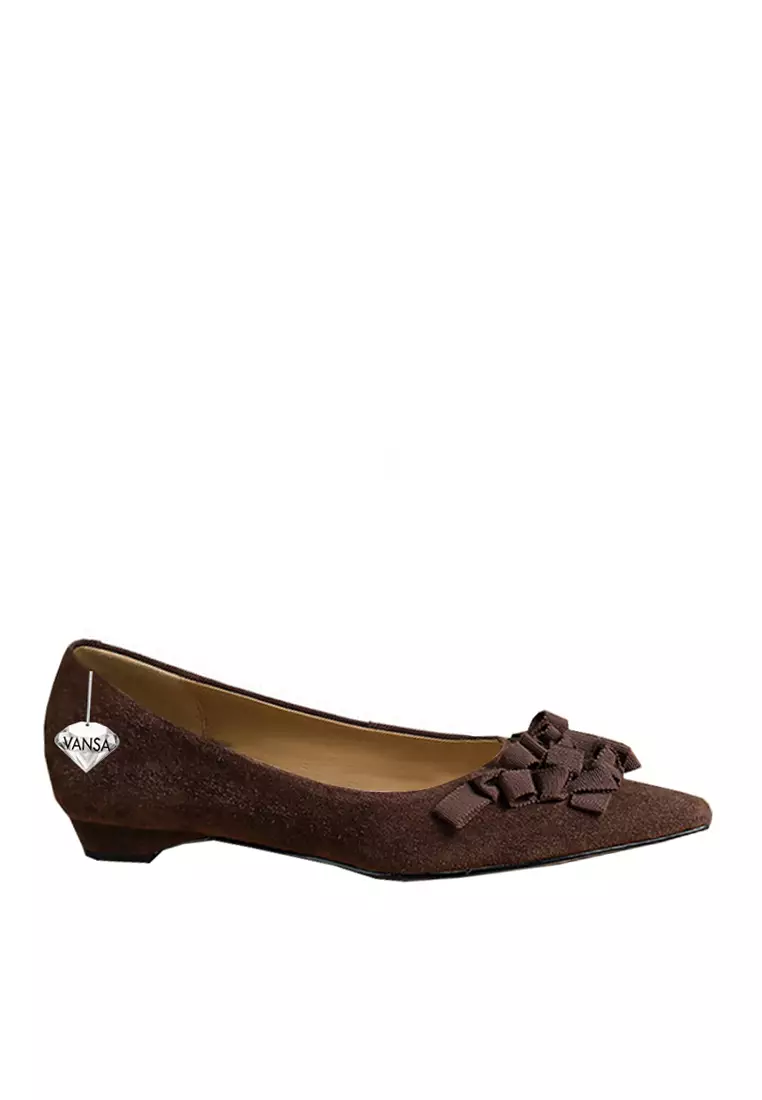 Discount on Twenty Eight Shoes  shoes - SKU: VANSA Fashion Sheep Suede Bow Low Heel Shoes VSW-F-496