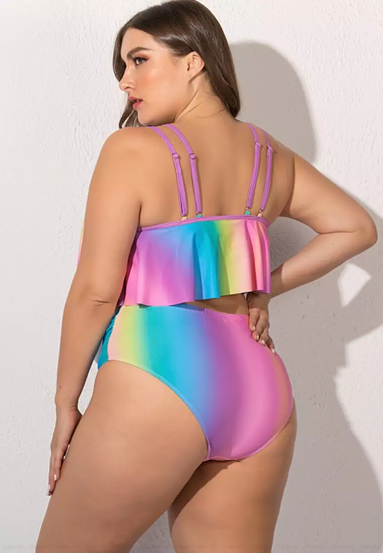 Rainbow bikini swimsuit top