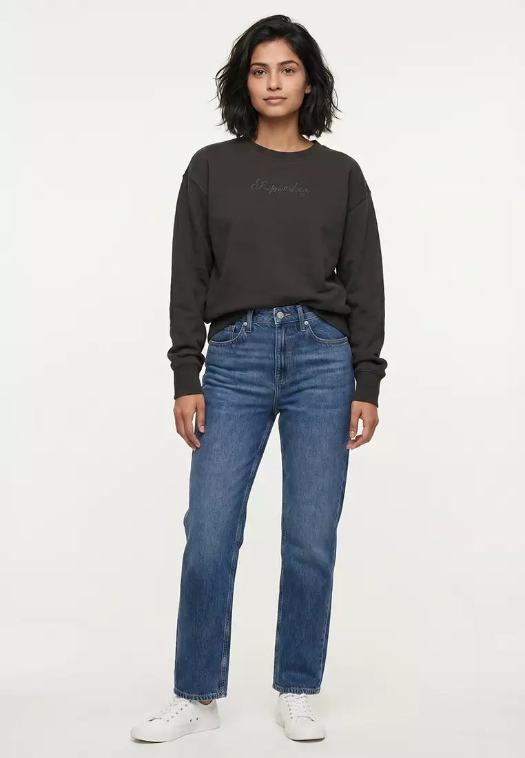 Script Brand Loose Crew Sweatshirt