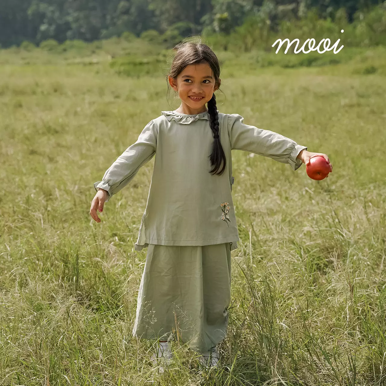 Mooi Setelan Anak Perempuan Raya Collection Rayya Tunik Set V1 - Clay Red