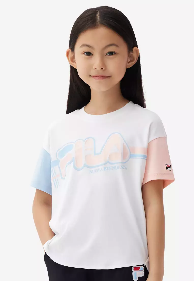 FILA KIDS FILA Logo Color Blocks Cotton T shirt 10 16yrs